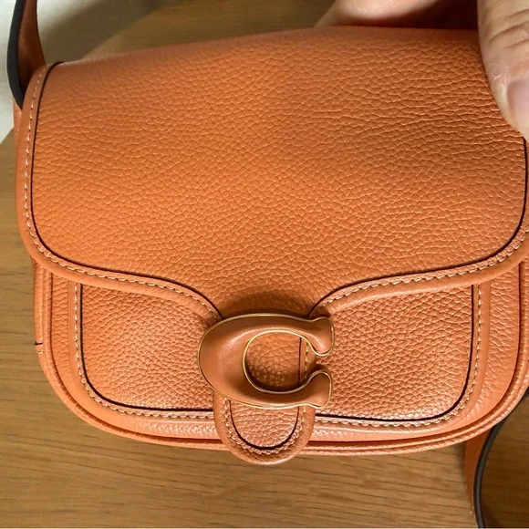 Coach Tabby Pebbled Leather Messenger 19 Faded Orange Crossbody Bag - Picture 2 of 16
